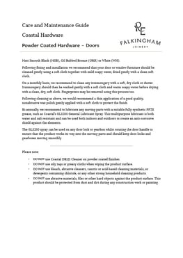 Coastal Ironmongery Care and Maintenance Guide Powder Coated Finishes