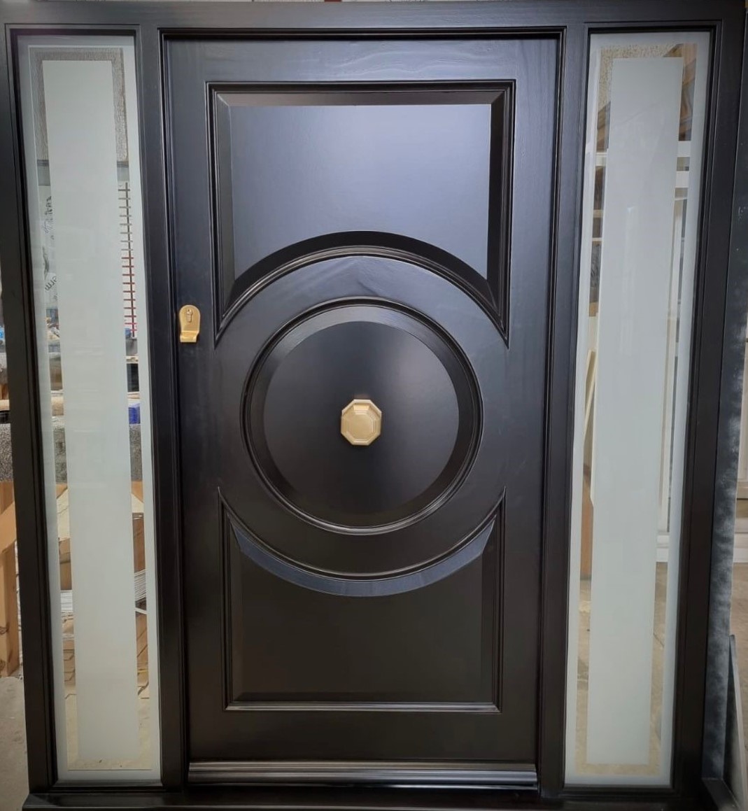 0489 Black Door with Part Frosted Sidelights 4